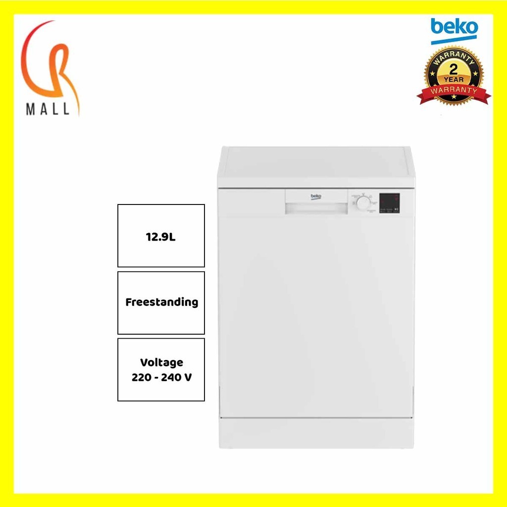 Beko 12.9L DVN05R20W 13 Place Freestanding Dishwasher