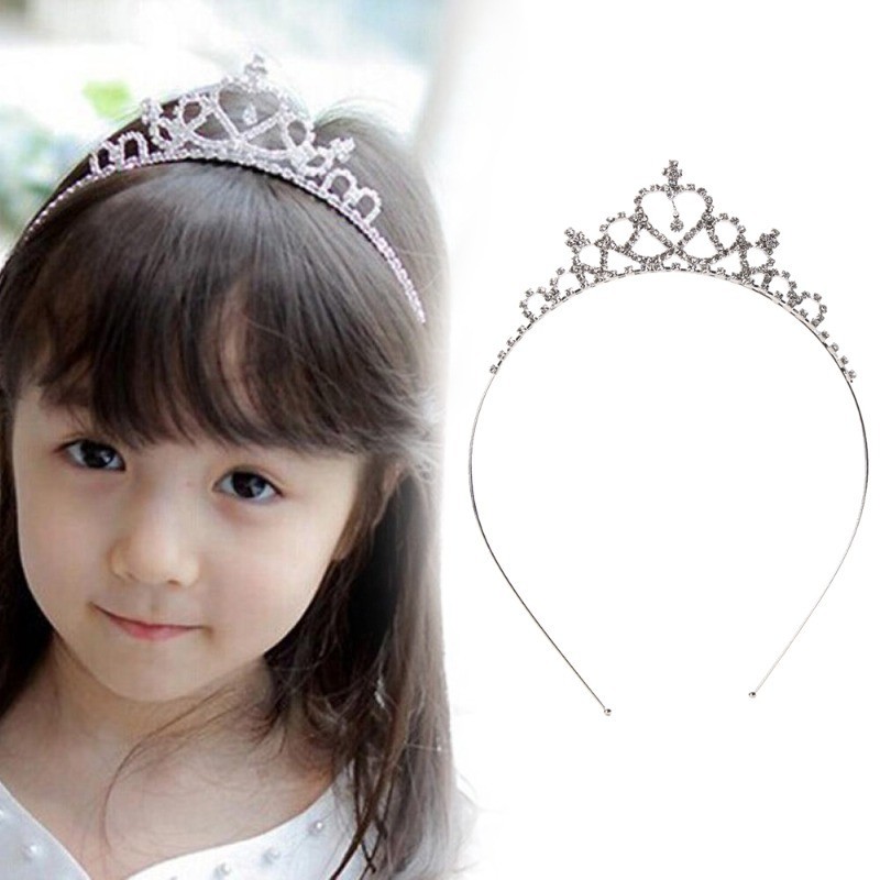 Crown Diamond Head Clamp - Girl'S Hair Accessories - Shining Crystal Bridal Half Crown - Flower Boy Decorative Headband - Light Luxury, Heart-shaped