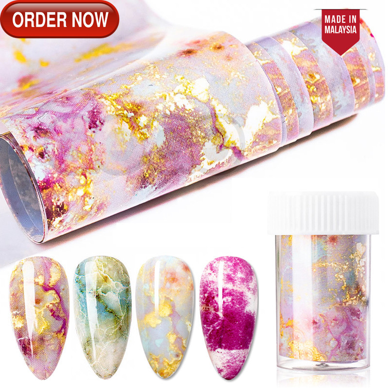 GG 1Roll/Box Marble Starry Sky Pattern Nail Stickers/Flower Mixed Nail Water Transfer Paper/Decals Wraps Lace Pattern Na