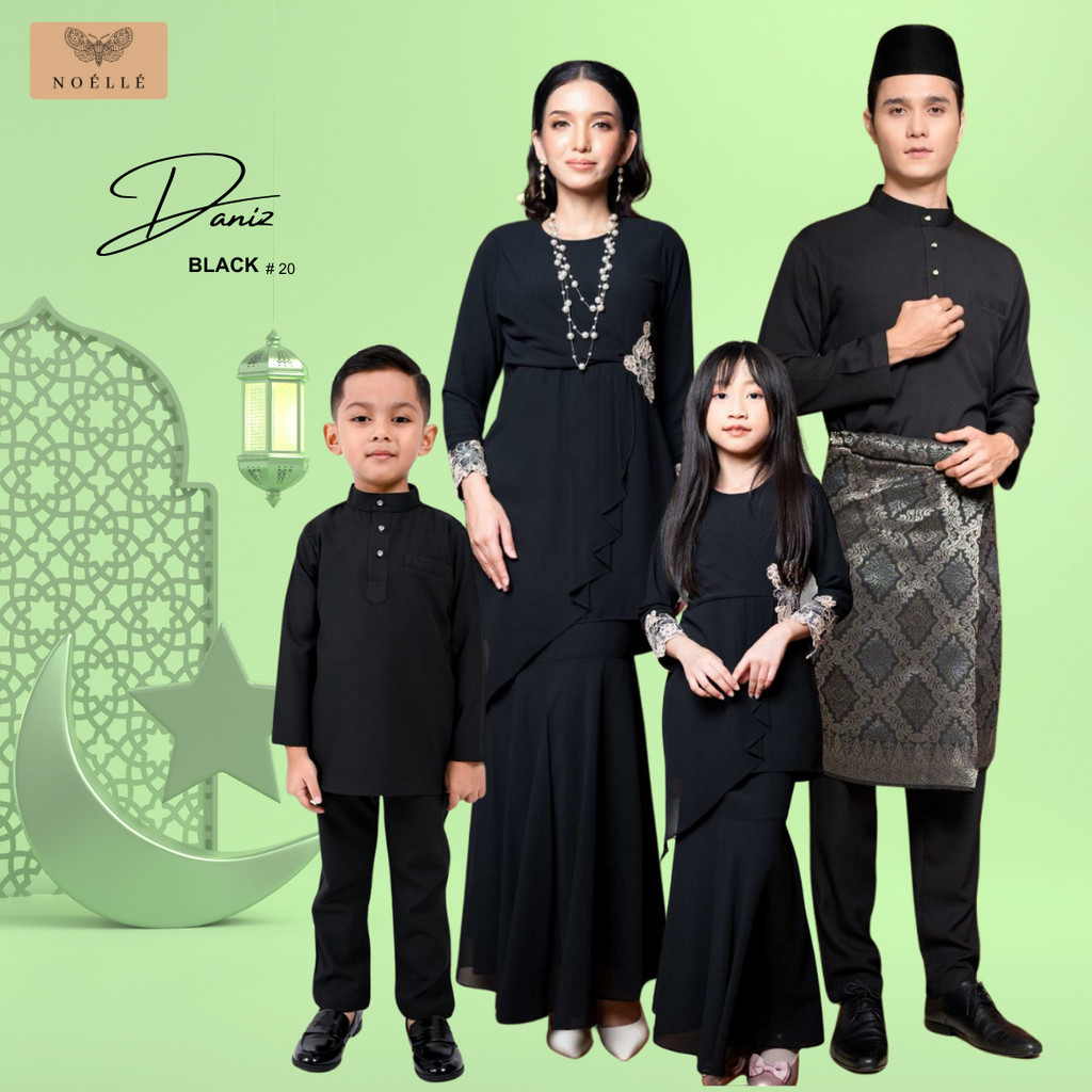 NOELLE Baju Raya Family Sedondon 2024 Baju Kurung Ibu Anak Baju Melayu Ayah Anak Baby Sedondon DANIZ - BLACK 20