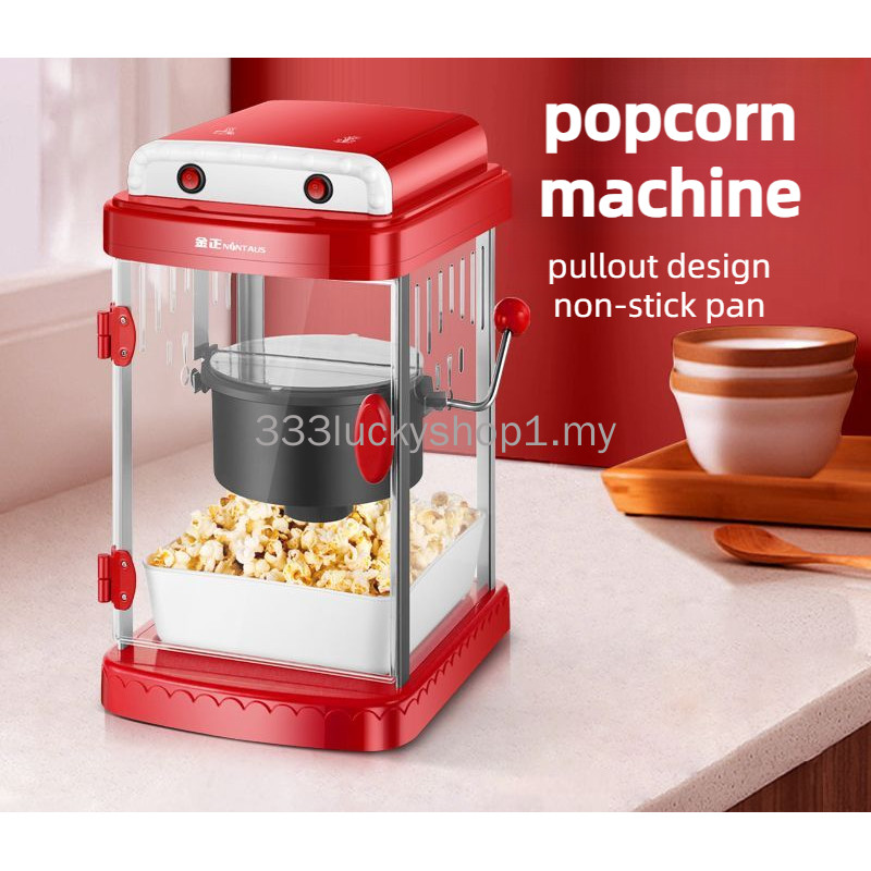 Popcorn Machine – Retro Popcorn Maker with Measuring Cups – Non-Slip Popcorn Popper for Home, Carnival, Festival Stand – Non-Stick Popcorn Kettle Plate