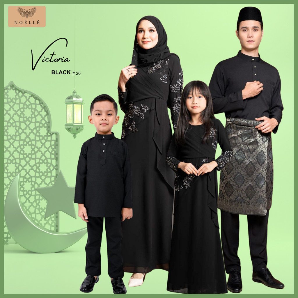 NOELLE Baju Raya Family Sedondon 2024 Dress Ibu Anak Baju Melayu Ayah Anak Baby Sedondon VICTORIA - BLACK 20