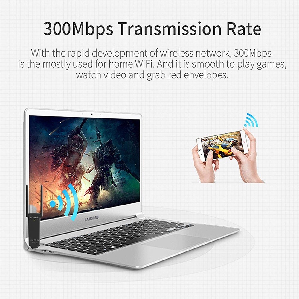 Essential Reliable Mini USB WiFi Repeater Dual Antenna Extender 300Mbps Signal Durable