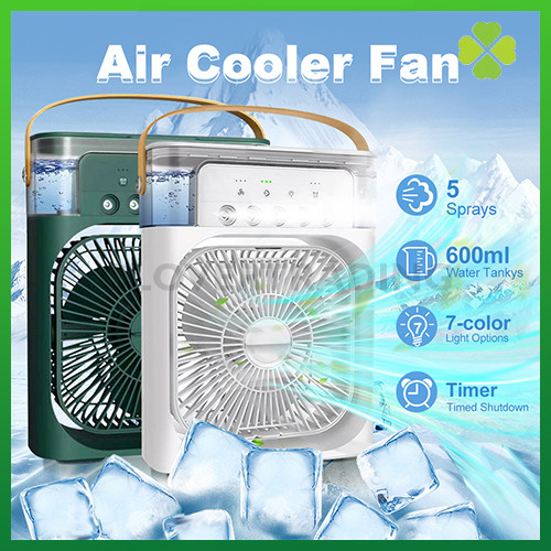 Air Conditioner Cooling Fan with 5-Speed Fan Air Cooler 7 Color Light Portable Fan Desktop Humidifier Kipas Mini Fan 风扇