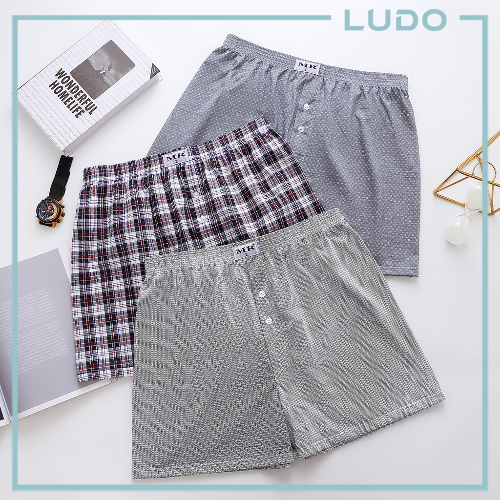 (3PCS | M-4XL) MR Comfort Men’s Boxer Shorts Breathable Polyester Loose Fit | Seluar Dalam Lelaki Butang Depan Longgar