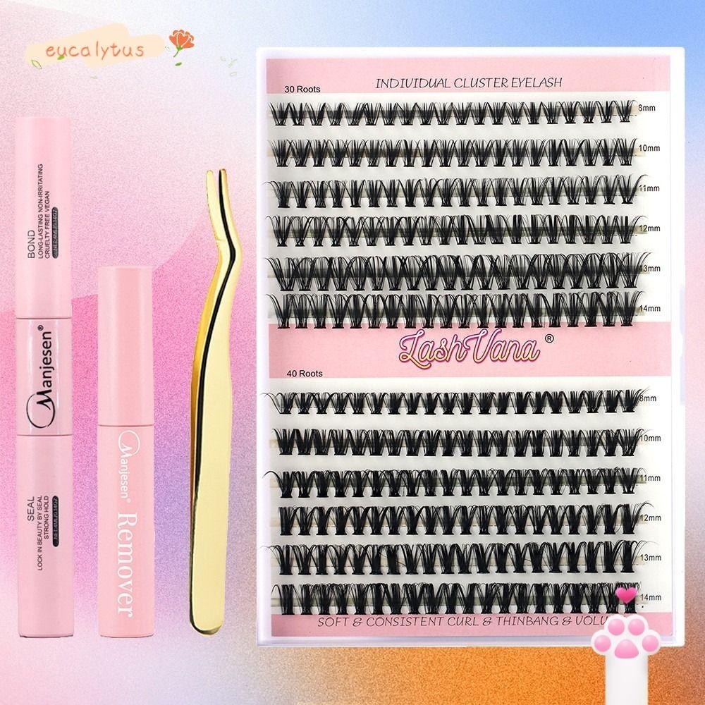 EU-FASHION 120/144/240 Pcs Lash Clusters, Self Application DIY at Home Wispy Individual Lashes Kit, Black Natural Look Eyelash Extensions Complete Kit for Beginners