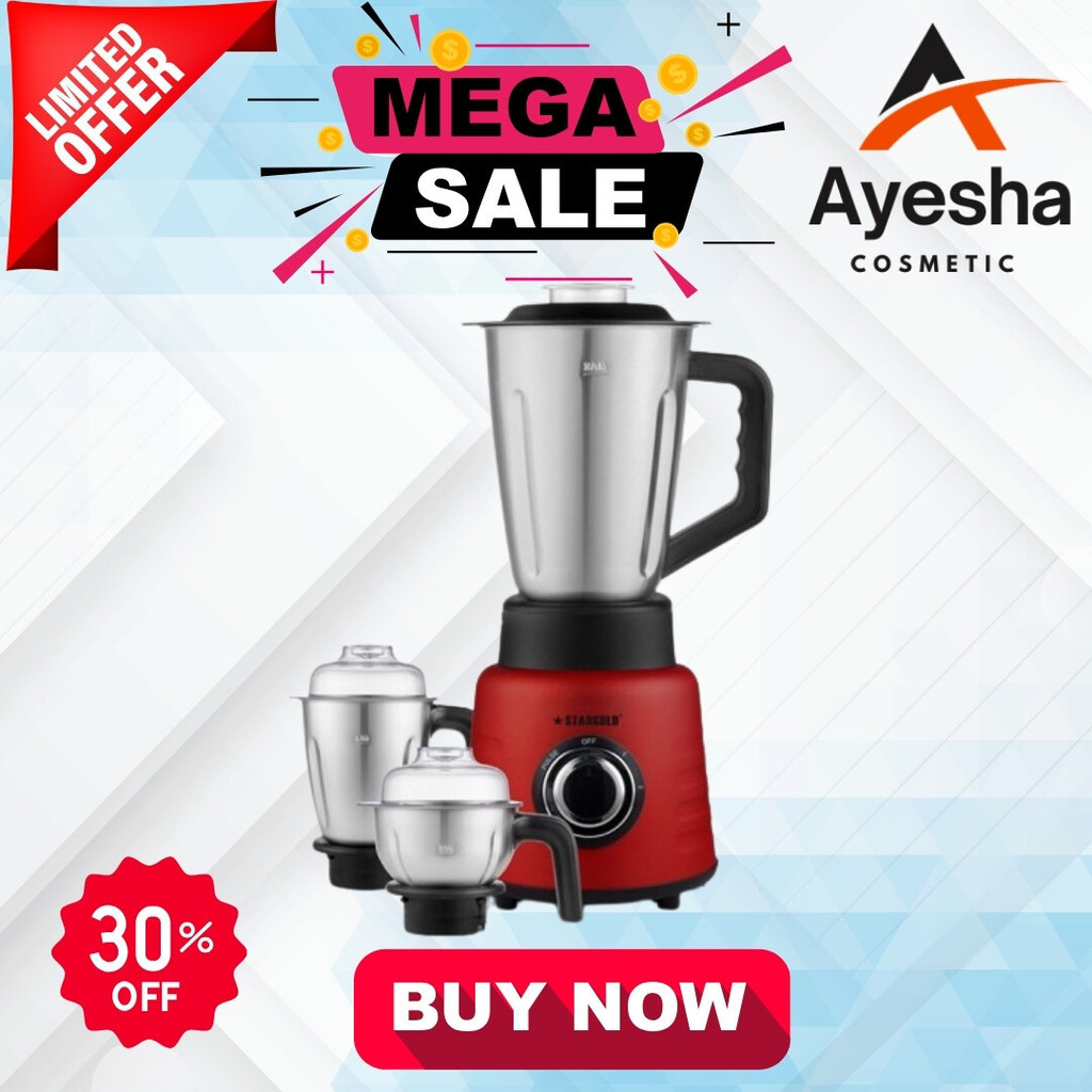 Ready Stock* ORIGINAL STARGOLD SG-1366 Stainless steel 3 in 1 Mixer Grinder Blender 600W