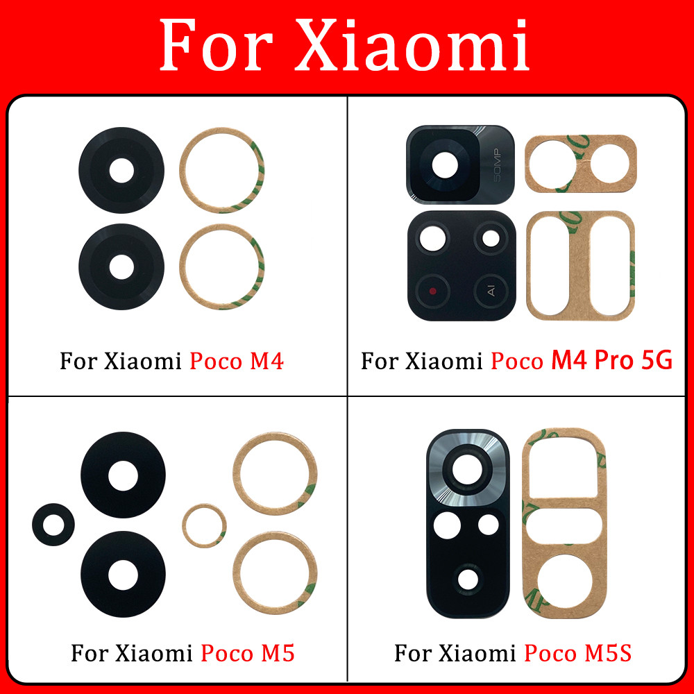 1pcs Back Rear Camera Glass Lens For Xiaomi Mi Poco C40 F3 F4 X4 GT M4 M5 M5S X4 X5 Pro 5G With Adhesive Sticker