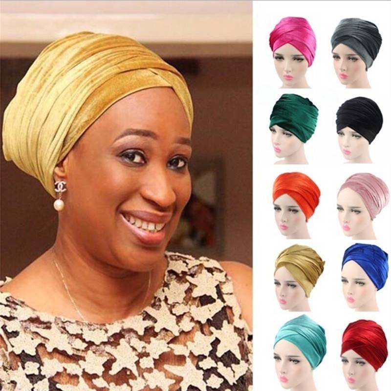 Velvet Headwrap Women Earwarmers Twist Hair Band Turban Bandana Bandage Hijab Head Wrap Extra Long Tube Scarf Tie India