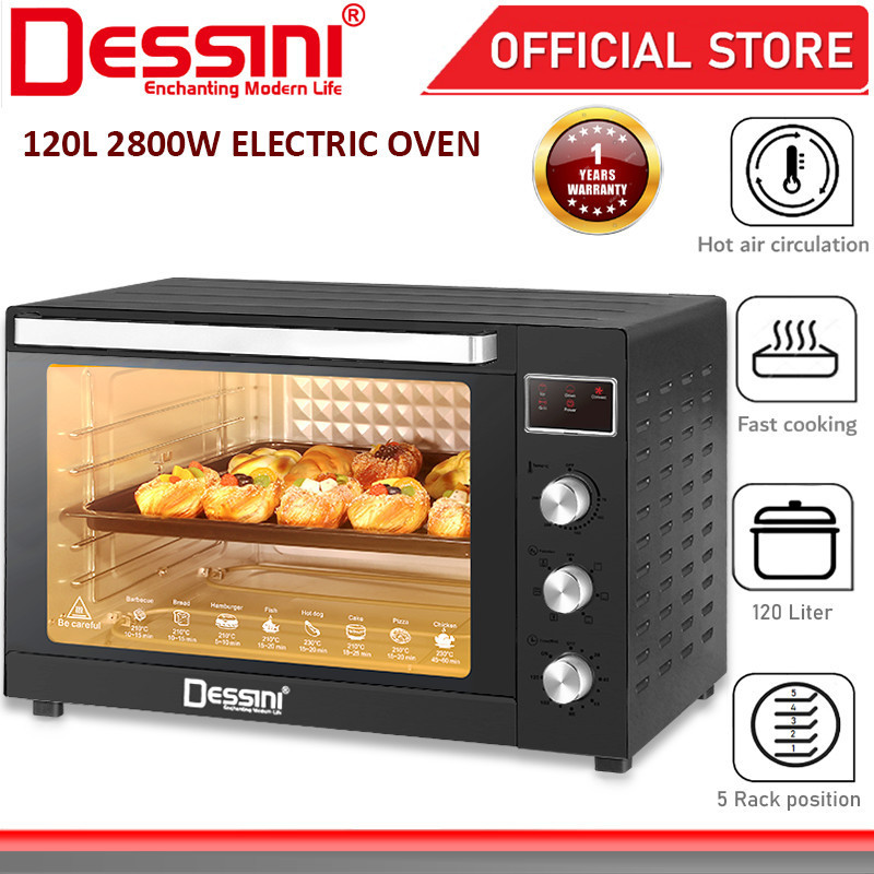 DESSINI ITALY 120L Electric Rotisserie Oven Convection Hot Air Fryer Toaster Timer Oil Free Roaster Machine / Ketuhar