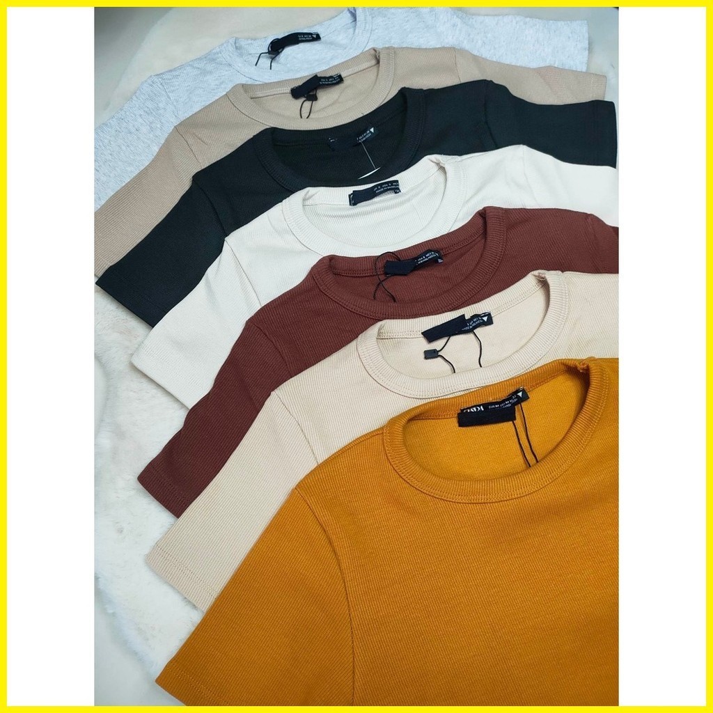 , WOMEN COTTON RIBBED TSIRT BASIC FULL LENGTH CREWNECK TRENDY TOPS Quality Bangladesh Made