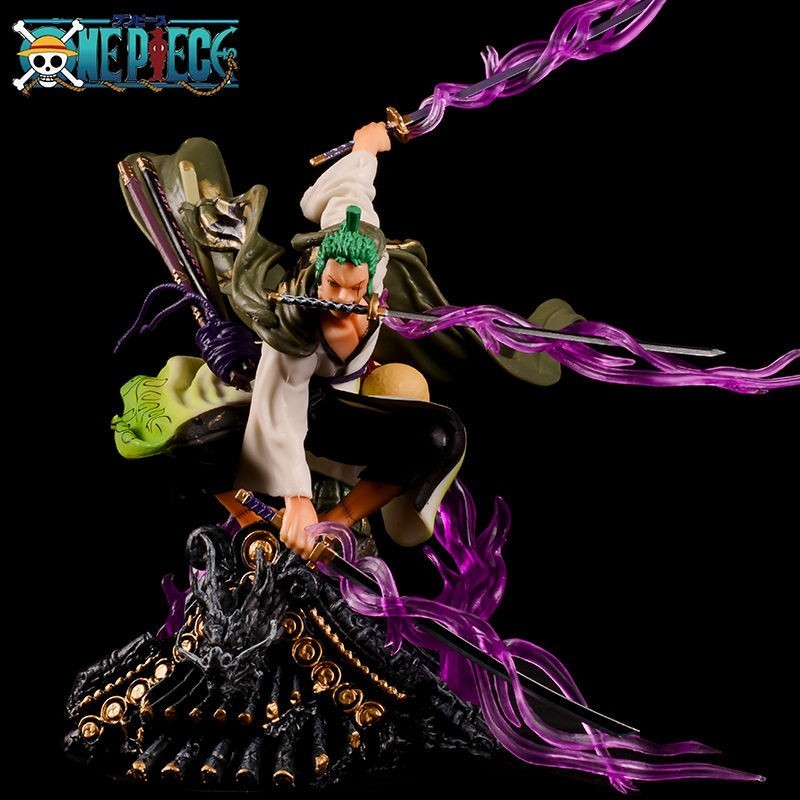18cm One Piece Zoro Kimono Action Figure Anime Roronoa Zoro Wano Asura Zoro Figure COD Stock Cosplay Action Figure Model Dolls Toys For Kids Gifts Collections Car Ornament Large Fi