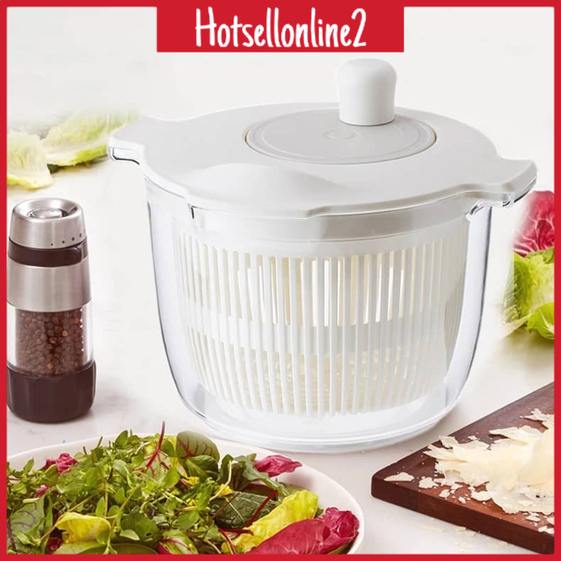 HOT_ Rotary Salad Spinner Dehydrated Machine Manual Salad Dehydrator  Vegetable Colander Water