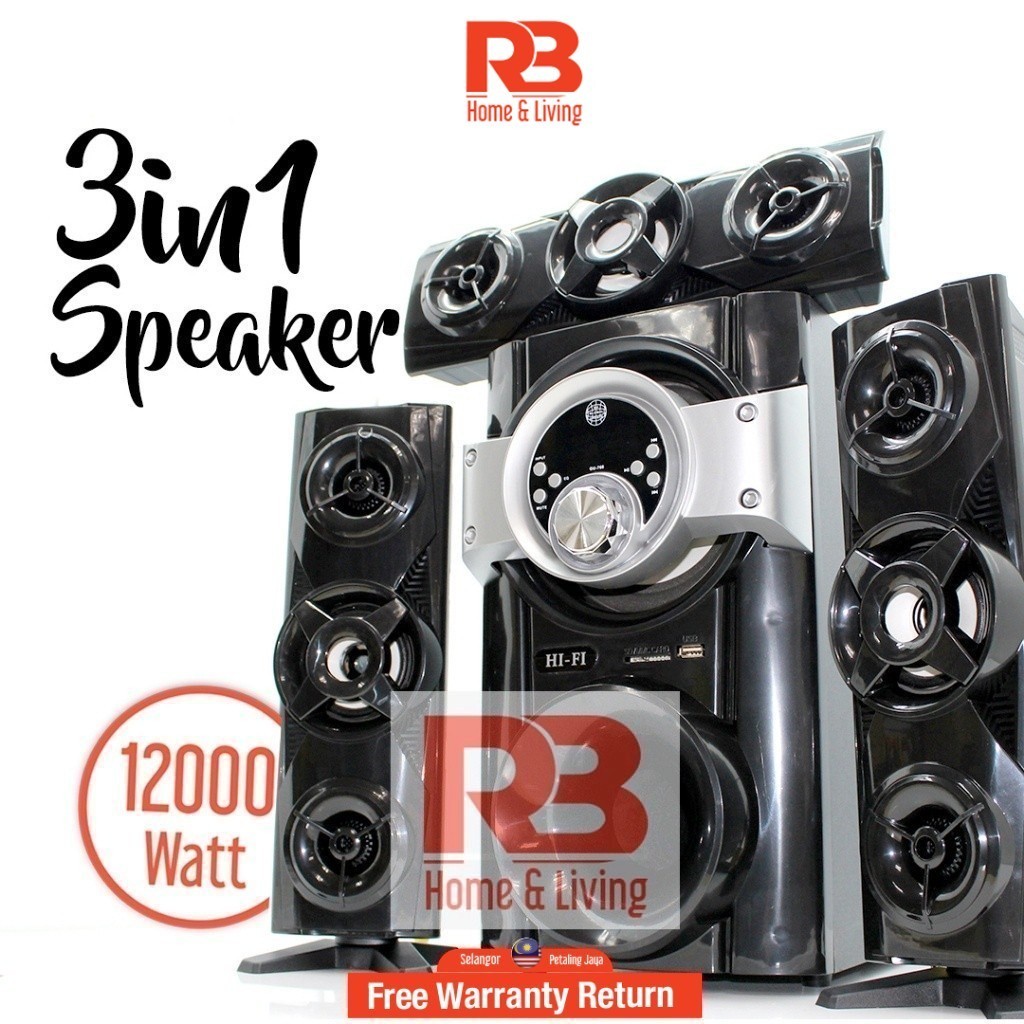 12000W  3in1 Bluetooth Home TV Speaker Digital Audio System Subwoofer Radio Speaker Home Speaker System