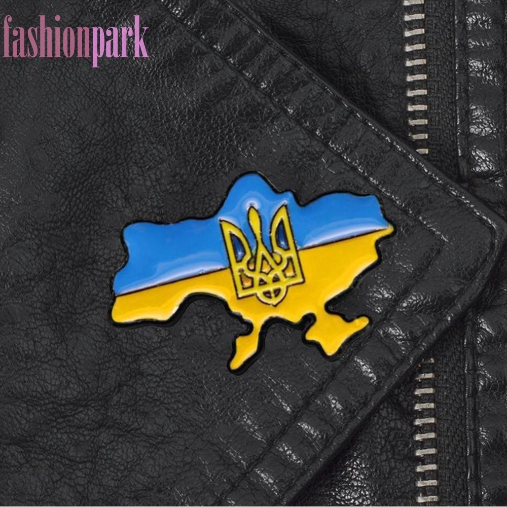 ❤ fashionpark 1pcs Medal Pin Jewelry Accessories Alloy Collar Pin Ukraine Map Pattern for Gift