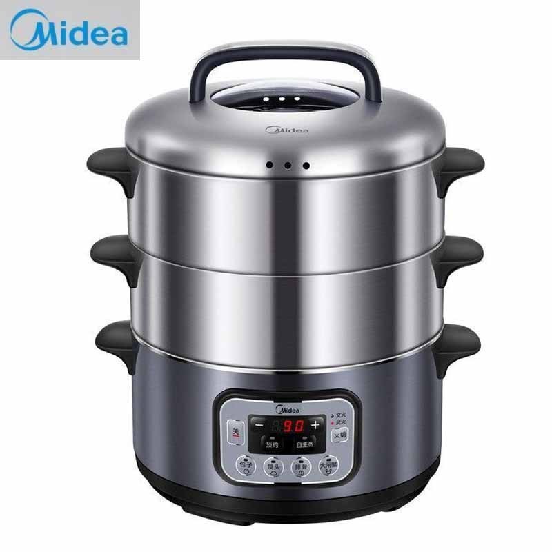 〔Midea〕Electric steamer 16.4L multi-functional stainless steel household three-layer steam pot steaming vegetables intelligent appointment large-capacity electric steamer