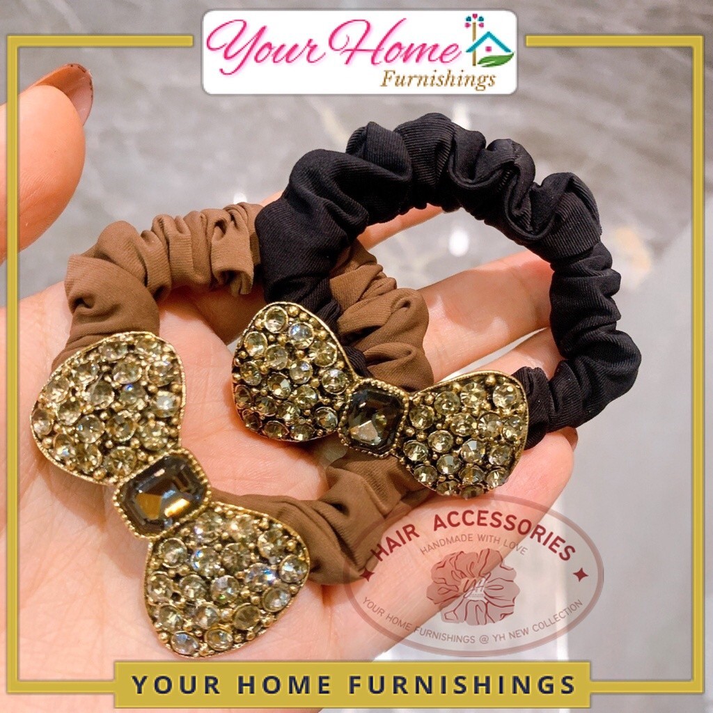 [Value Choice] YH Hair Inspo Korean Diamond Ribbon Style Scrunchies Hair Accessories Hair Ties Getah Rambut