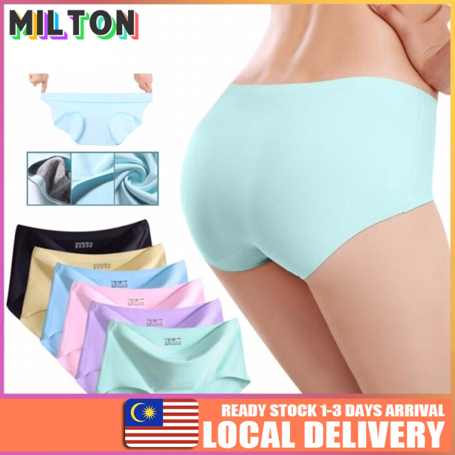 Ice Silk Panties Seamless Women Underwear Middle Waist Seluar Dalam Wanita Women Briefs Underwear Panty