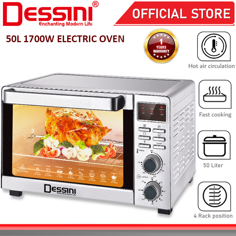 DESSINI ITALY 50L Electric Rotisserie Oven Convection Hot Air Fryer Toaster Timer Oil Free Roaster Machine / Ketuhar