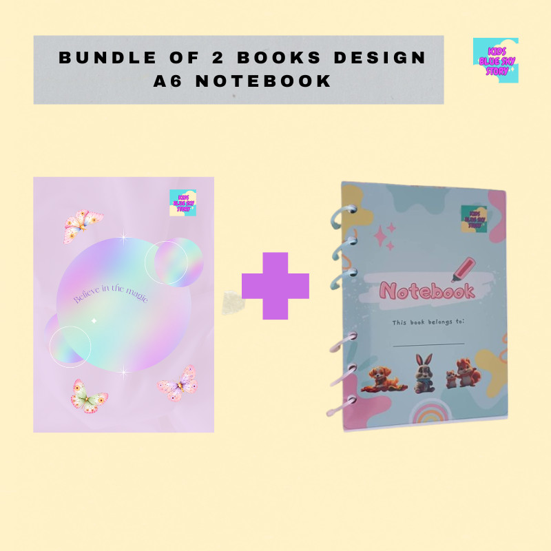 Bundle Deal: 2 Design A6 Pocket Notebook - 160pages 120gsm Premium Paper(Stapler Binding / 6 Holes Ring Binding)