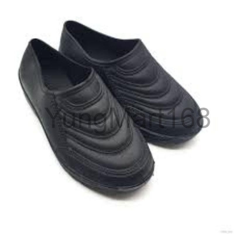 Black Rubber Shoe Rubber Boot For Hiking, Working, Trekking/ Kasut Getah Hitam Waterproof Hiking