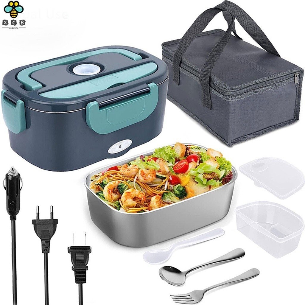 【In stock】agy 220V 110V 12v 24v dual use home car electric heating lunch box leakproof portable food warmer heated stainless steel container WBWM