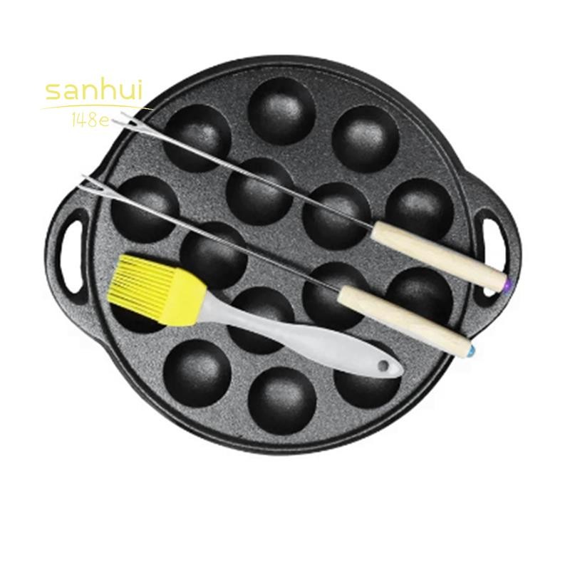 Cast Iron Pancake Octopus Ball Grill Octopuses Small Baking Pan Takoyaki Maker for Pancake Balls Poffertjes Takoyaki Banh Khot Home Cooking Tools Kitchenware Supplies