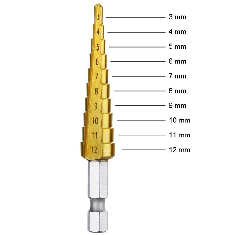 Craft DIY Drill Bit HSS Titanium Coated Hex Shank Step set cone hole cutter ，Bits Taper metric Tool Hardware - Image 3