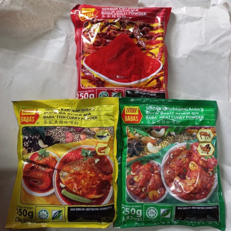Bumbu kari dan cabai India Baba's/ Babas 250 gram Malaysia halal