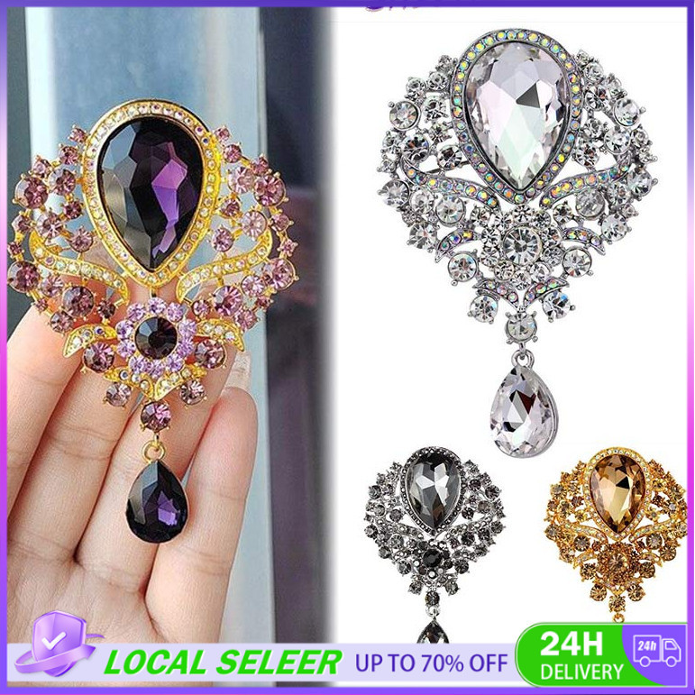 Luxury Crystal Brooch Wedding Brooch All-match Rhinestone Brooch Women Coat Dress Clothing Accessories