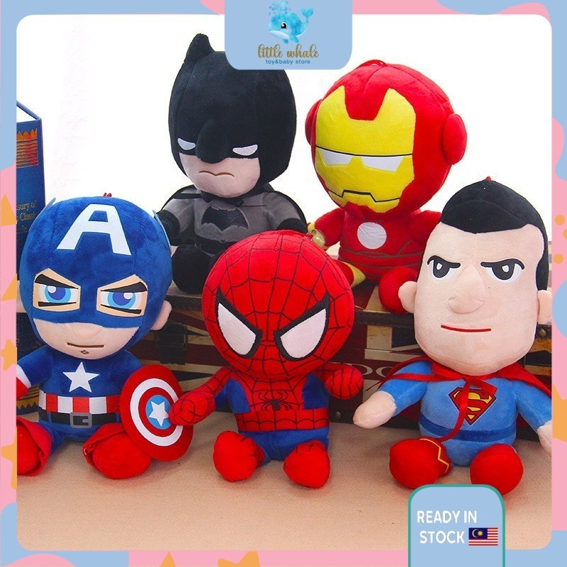 27cm Marvel Avengers Soft Stuffed Captain America Iron Man Spiderman Plush Toys Movie Dolls Christmas Gifts for Kids Bo