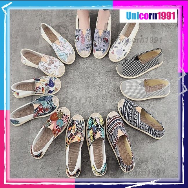 【 Murah Sekali】Vintage Shoes - Kasut Perempuan Kasut Kain Wanita/Canvas Shoes Women/Kasut Kanvas Wanita Kasut Sarung P