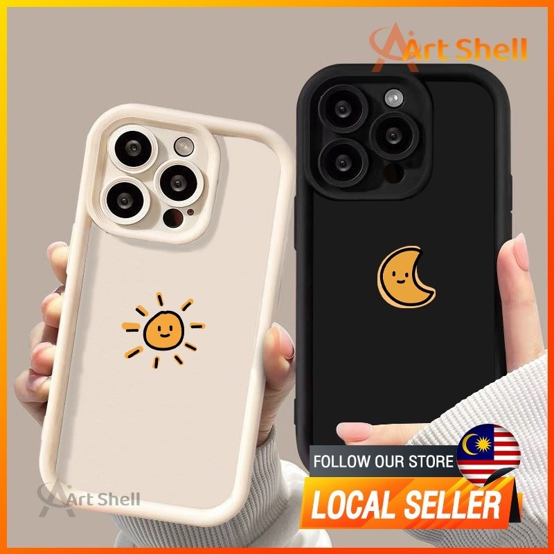 Phone Case The sun and moon smile 16 Pro Max For iphone 11 12 13 14 15 Pro Max Casing silicone xr xs Max 7 8 Plus 13Plus