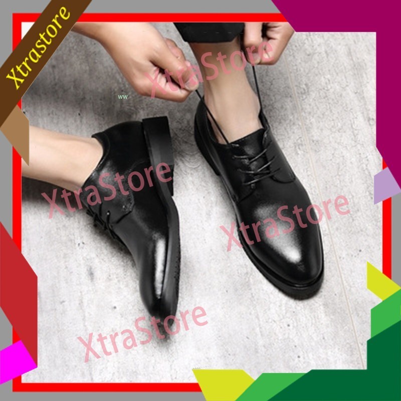 ?Xtrastore? Men Shoes Kasut Lelaki Casual Fashion Oxfords PU Leather Lace Up Formal Dress Shoes
