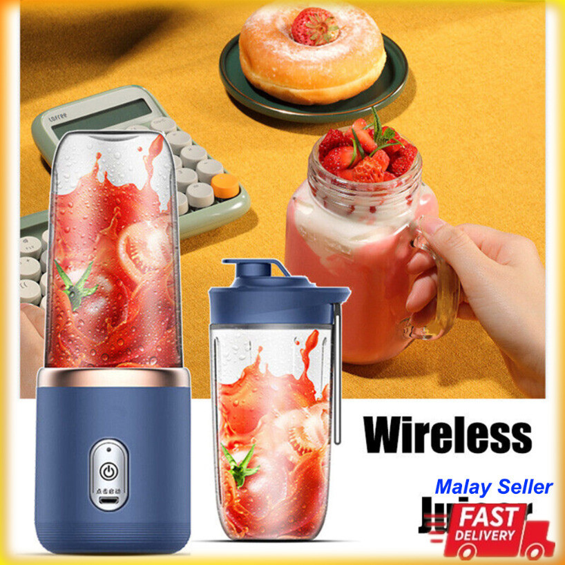 2Cup Electric Fruit Juicer Blender Juice Mixer 310ml 榨汁机 果汁机 6 Blade Wireless Portable Household USB Charging Mini Juicer Cup