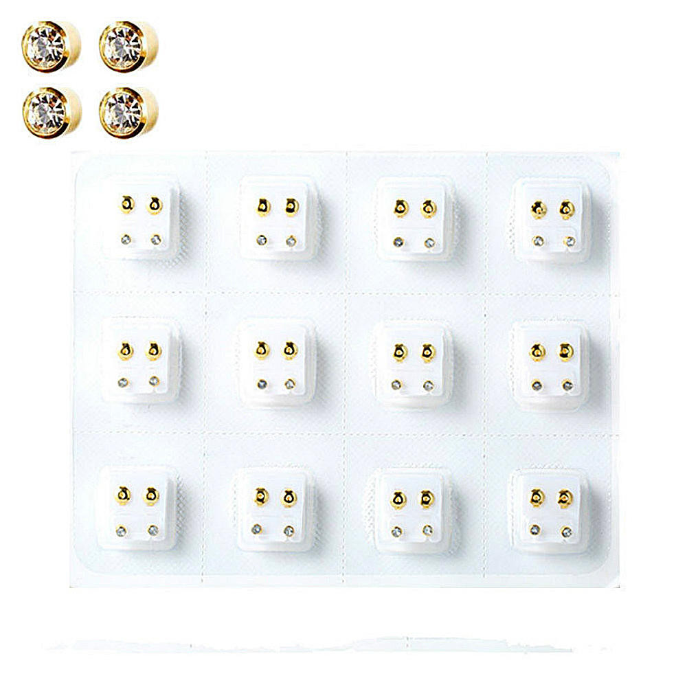 12 Pairs Medical Ear Stud Surgical Steel Ear Studs Earrings Piercing Tool Kits