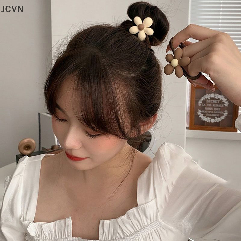 Jcvn colorful hair ties with caramel bows Hot flower bear hair ties
