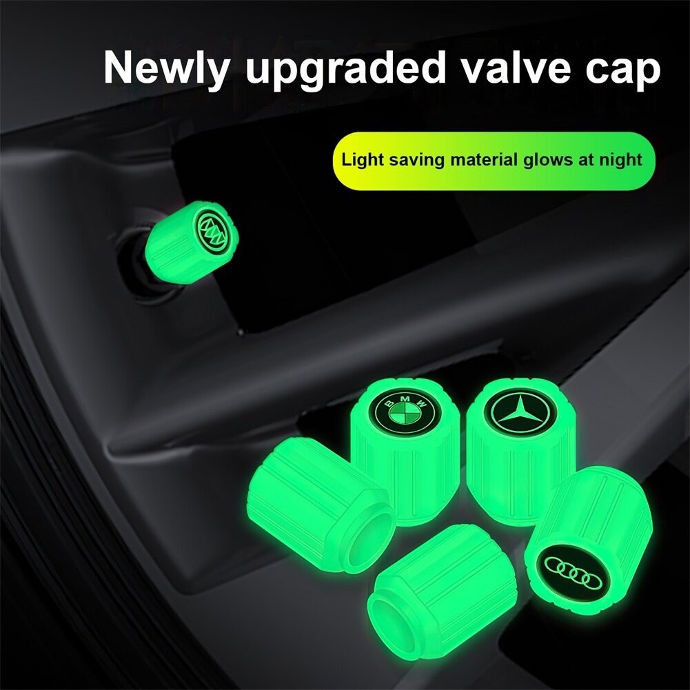 [Ready Stock]4Pcs/set Luminous Car Tyre Air Cap Stem Valve Wheel Tire Cap Penutup Tube Angin for Perodua Proton Honda Toyota Nissan BMW Benz Mitsubishi