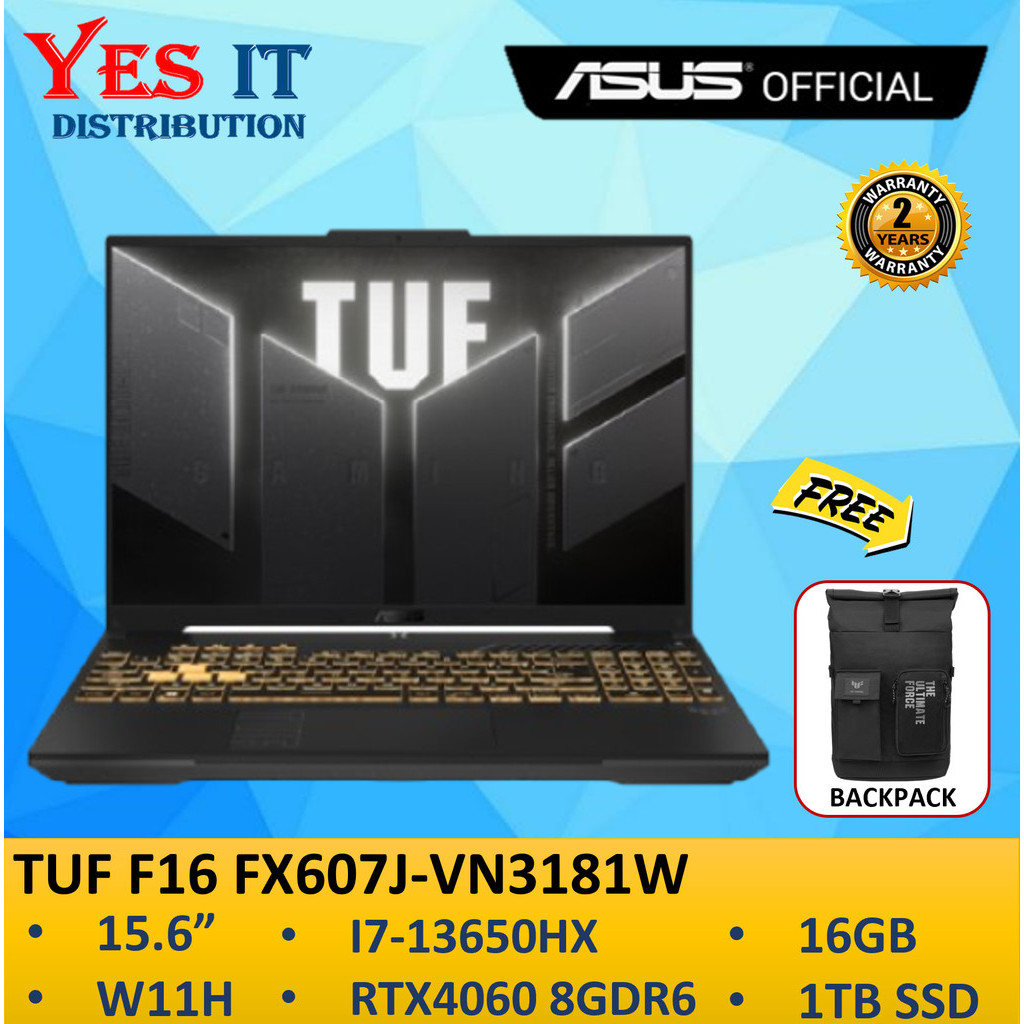 ASUS TUF F16 FX607J-UN3129W / FX607J-VN3181W  Gaming Laptop (I7-13650HX /16GDR5 /1TBSSD /15.6" FHD WUXGA /WIN11)