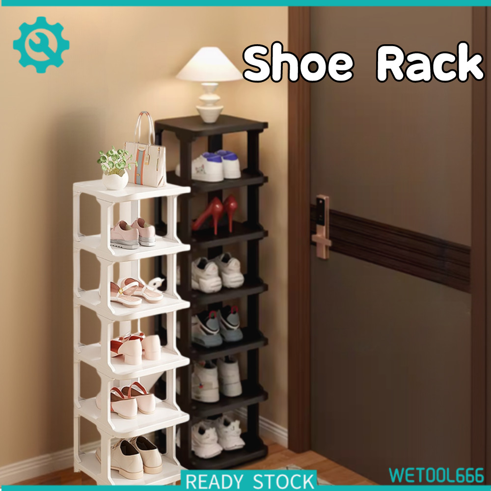 Shoe Rack Storage Organizer Multi-layer Plastic Folding Narrow Shoe Rack Space-Saving Rak Kasut 鞋架