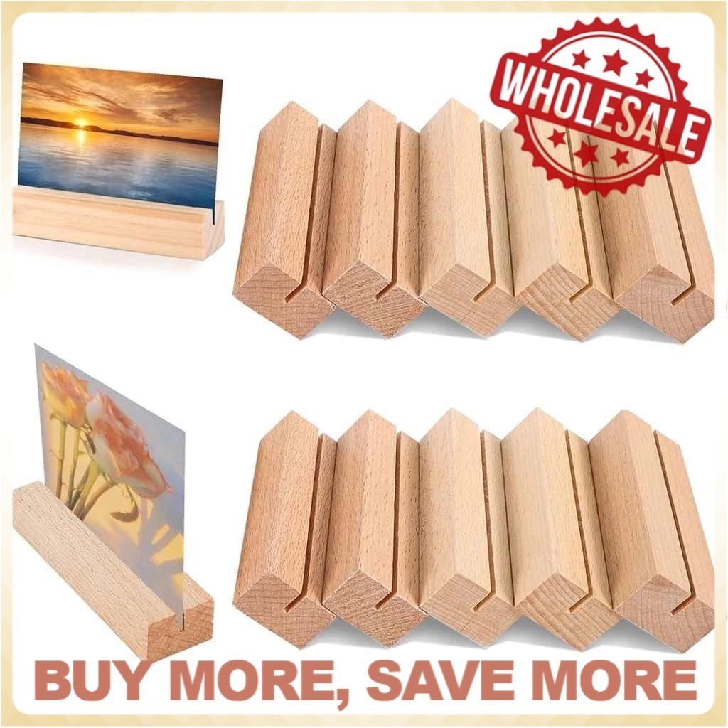[Ready Stock] Rustic Wood Place Card Holders Wooden Holder stand Picture Stand Wood Photo Stand Wooden Pine Place Card