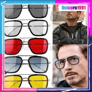 Murah Sekali Unisex Tony Stark Iron Man Glasses Left to Spider-Man Far From Home Edith Glasses Men Sunglasses