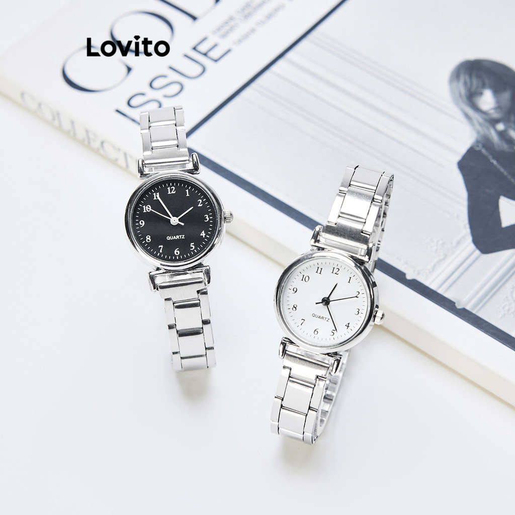 Lovito Casual Plain Vintage Quartz Watch for Women L75FD168 Jam Tangan Kuarsa Antik Polos Kasual Lovito untuk Wanita L75FD168