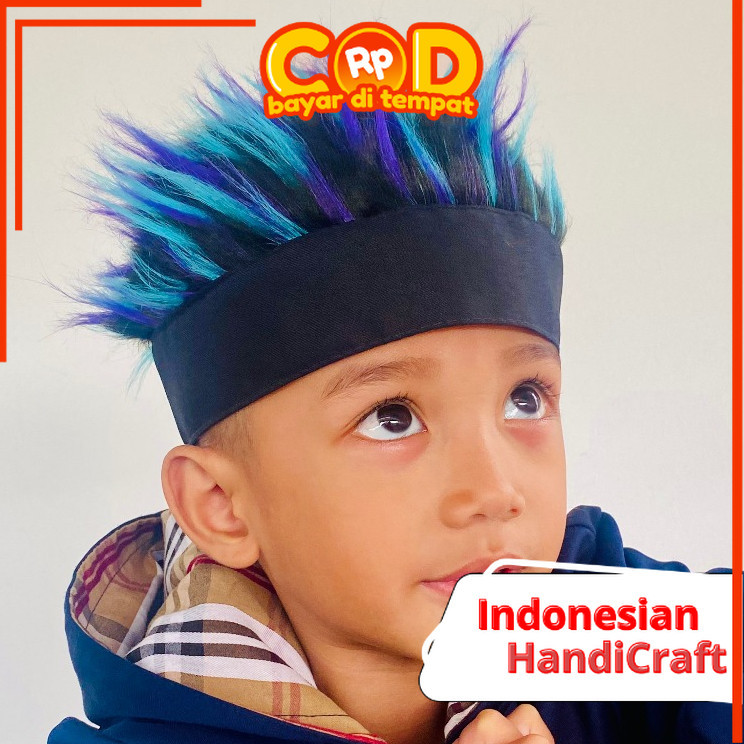 Children's Fake Hair Hat wig cap for kids size (4-10 years old Indonesian HandiCraft