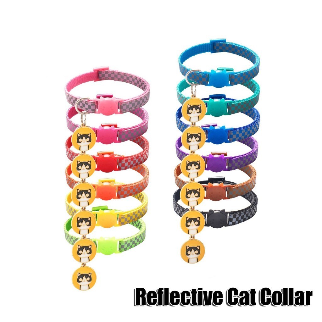 [Safety Buckle] Cat Reflective Collars with Cute Blade Adjustable Breakaway Safe Lock Necklace Tali Leher Rantai Kucing