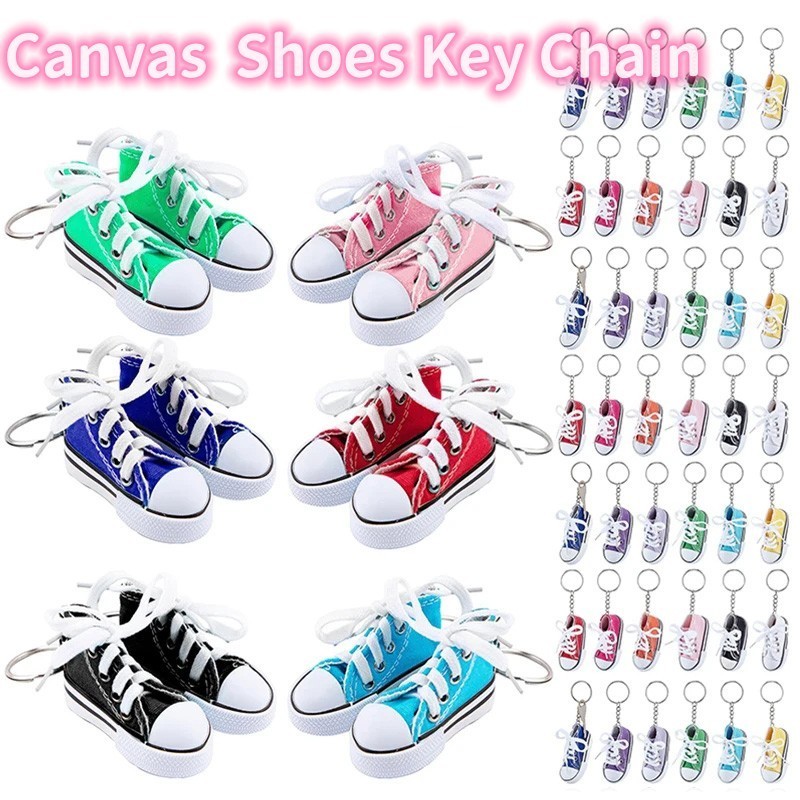 Mini Canvas Sneaker Tennis Shoe Keychain 3D Sport Shoes Pendant Keyrings Car Simulation Trinket Bag Key Holder