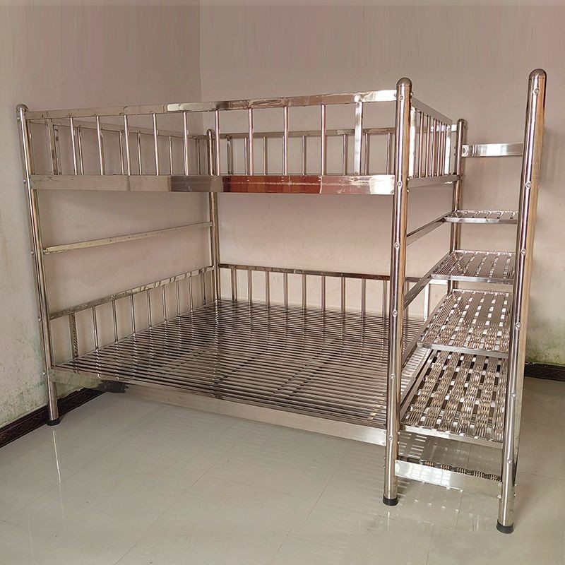 Stainless Steel Bed Double-layer Bunk Bed 304 Thickened Children's Bunk Bed Iron Frame Bed High And Low Bed Frame Simple