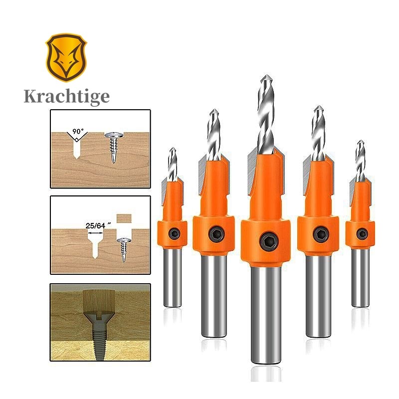 Aluminum Countersink Drill Alloy HSS Drill Bit Set Screw Woodworking Chamfer Tool Quick Change 3mm 3.2mm 3.5mm 4mm