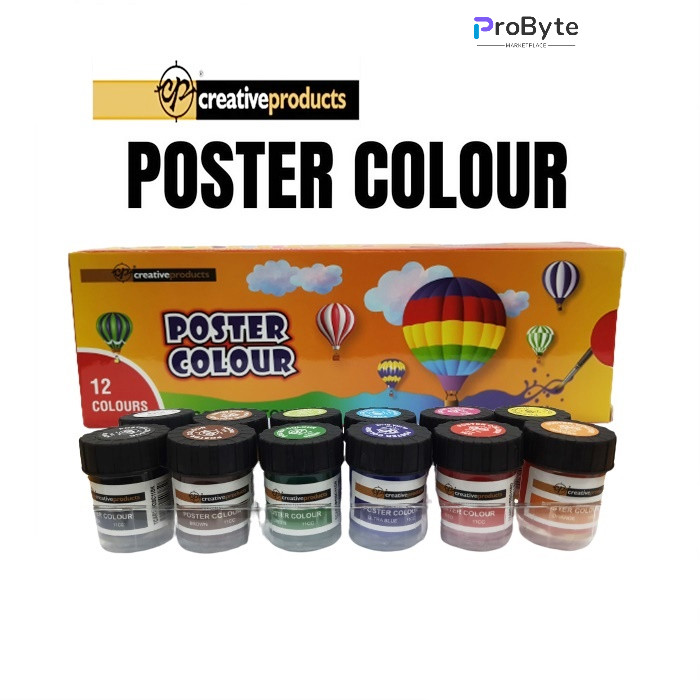 CP Creative Products Non-Toxic Poster Color Set, Poster Colour Paint Set Poster 12 (Bottle) Warna Poster Color 水彩