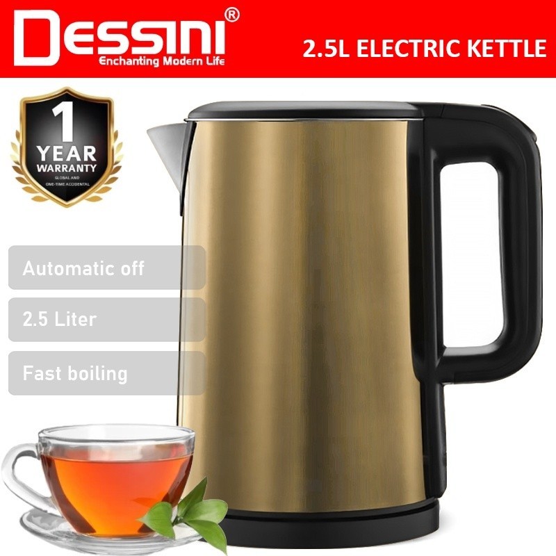 DESSINI 2.5L Electric Kettle Stainless Steel Automatic Cut Off Boiler Jug Teapot  Kettles / Cerek elektrik 2.5 liters